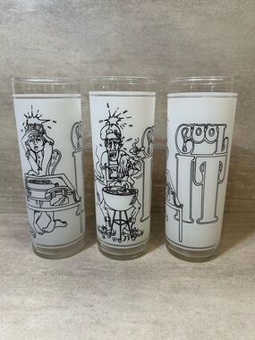 Vintage Superior Collection Series 1977 Cool It Frosted Drinking Glasses (3)